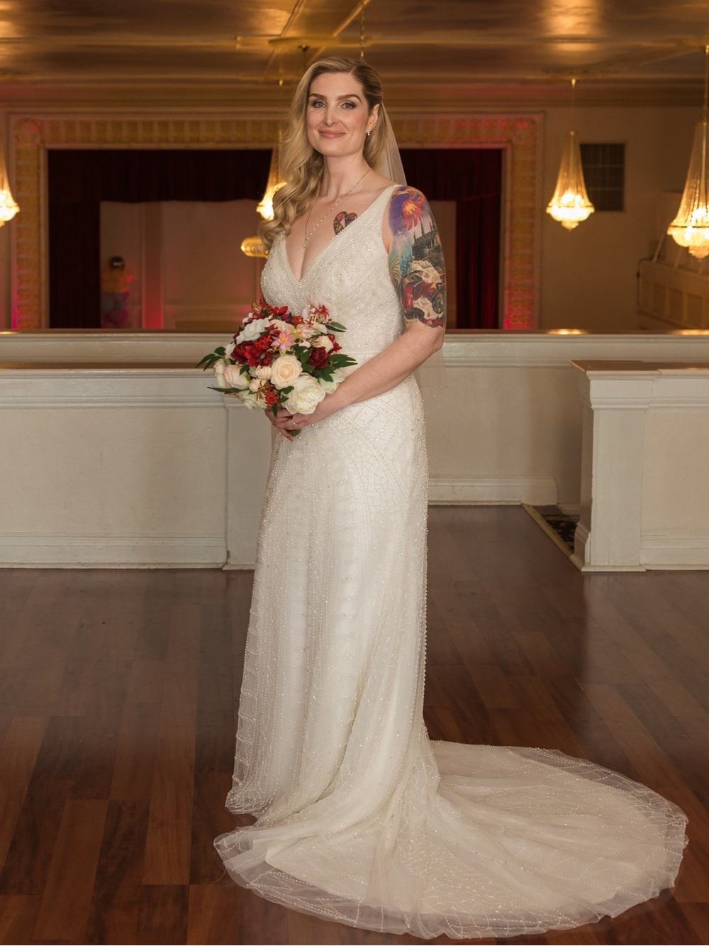 Louvre Couture "Sabel" Wedding Gown - Art Deco Beaded - Size 14/18